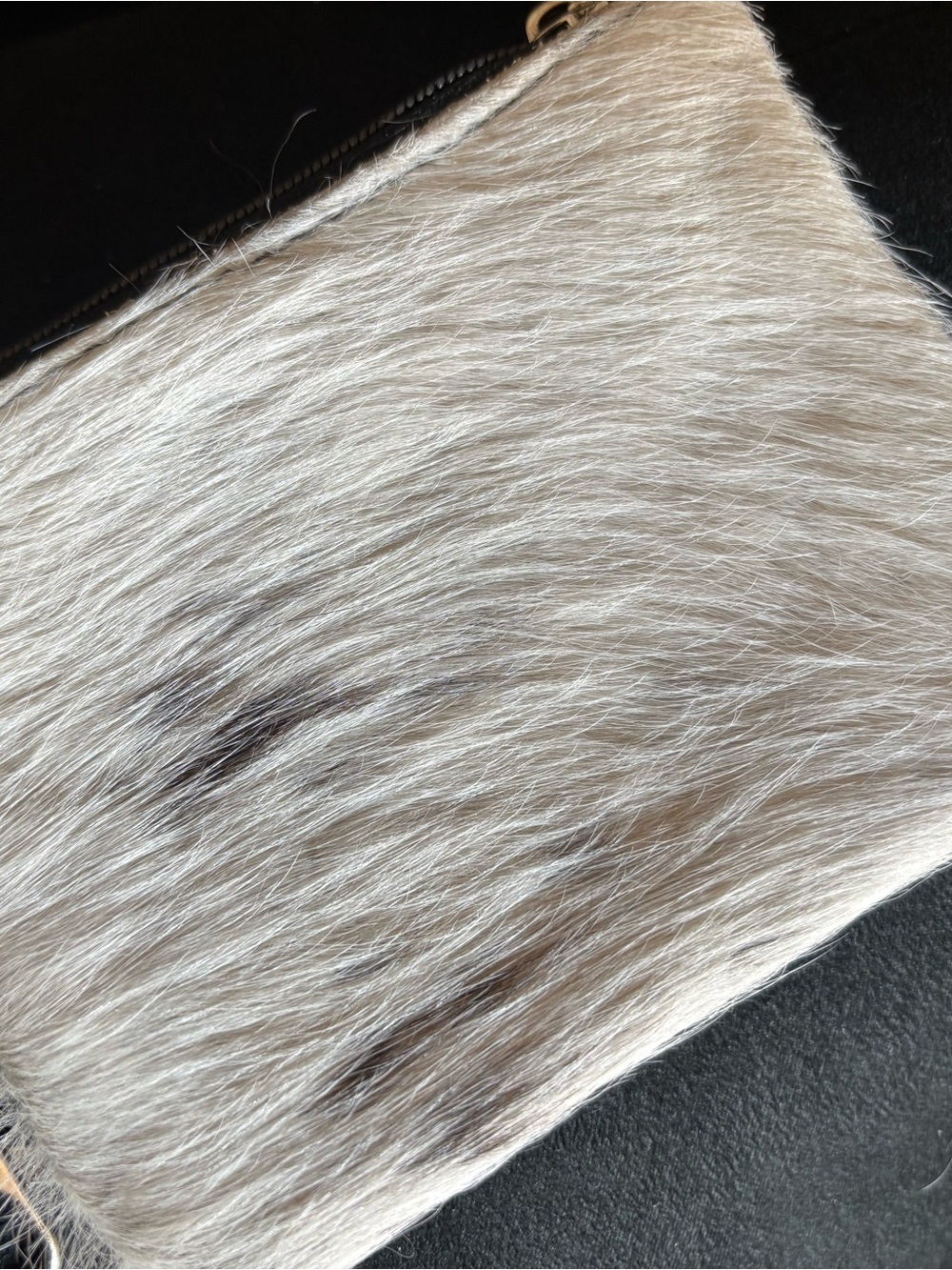 Cowhide square coin pouch/ purse new white and black